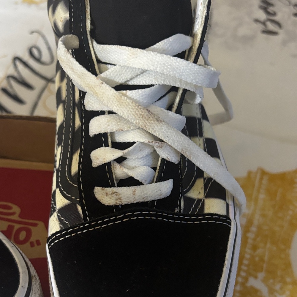 Vans Black and Cream Checkerboard Shoes - Picture 3 of 6